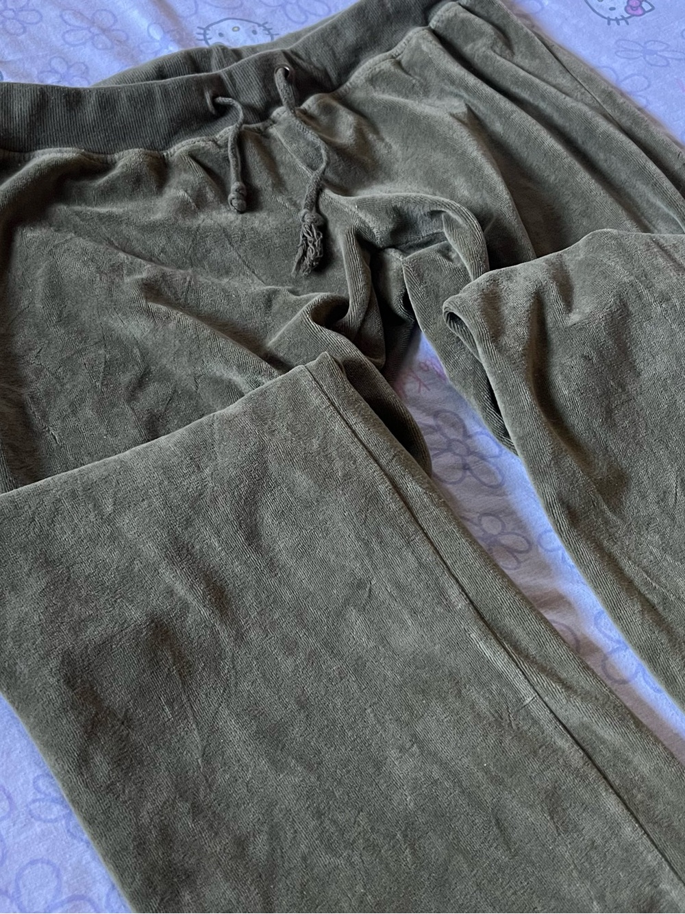 Y2K Olive Green Low Rise Velour Sweatpants